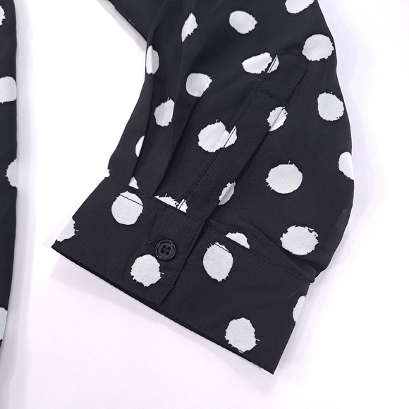 ROAMAN'S Women's Blouse Long Sleeve Button Front Black White Spots Plus - Sz 26W - Picture 4 of 10